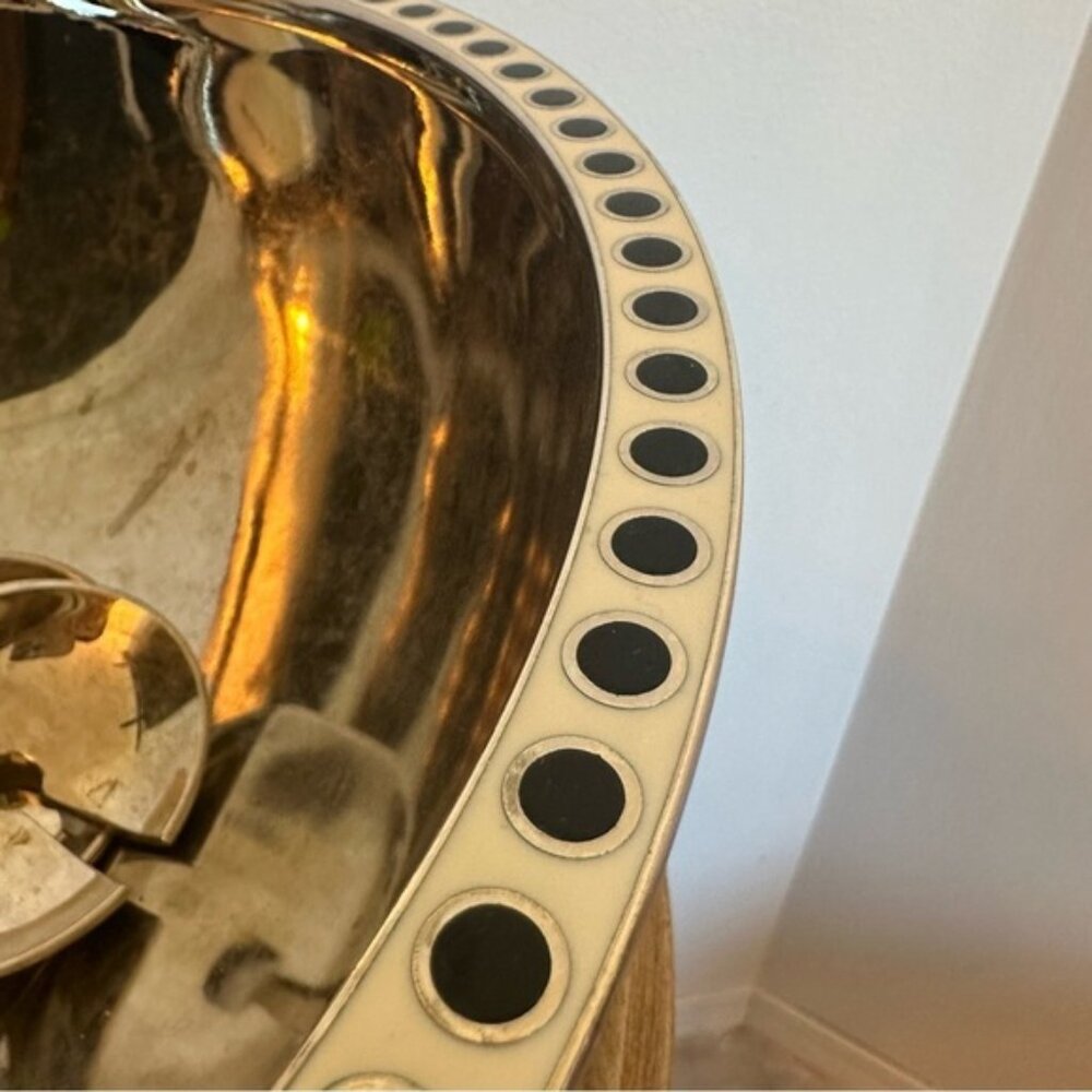 SOLD Kate Spade x Lenox Large Salad Bowl and Serving Utensils Silver Black White - Picture 4 of 16